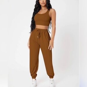 Shein sporty brown jogger set Size M Petite
